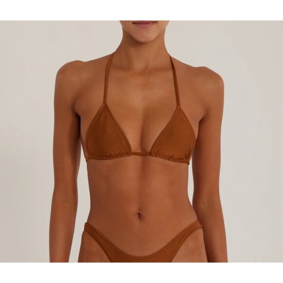 SAME LOS ANGELES BIKINY WOMENS Triangle Top Bronze SZ Small - Picture 1 of 7